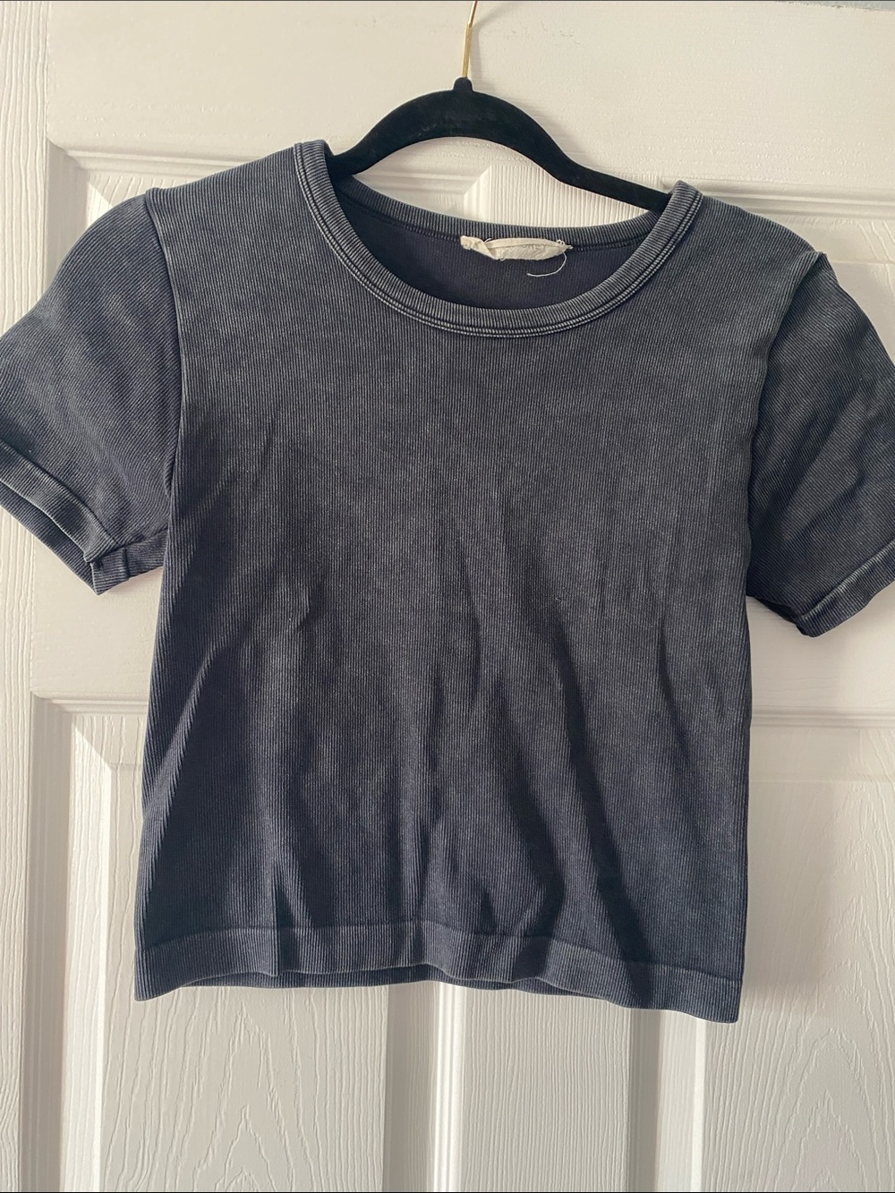 Washed Crewneck Short Sleeve Tee in Charcoal